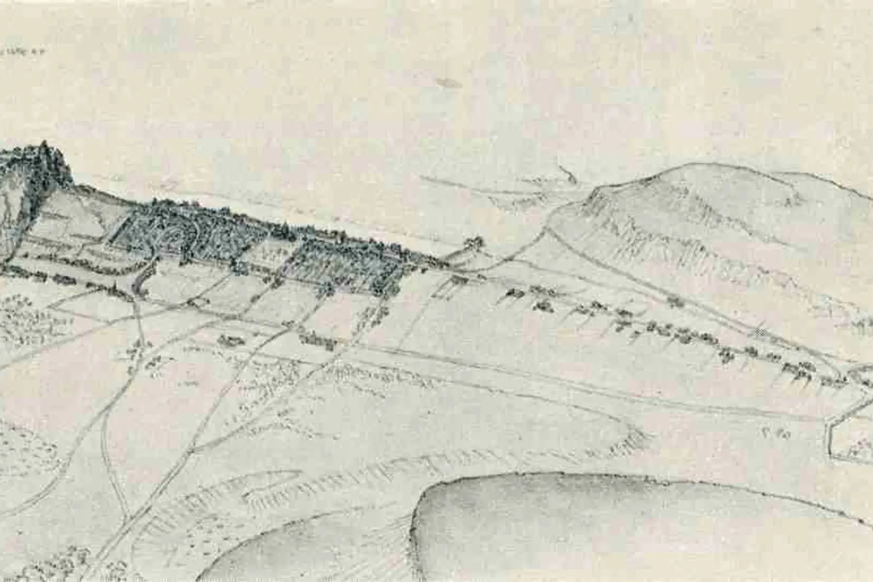 An antique engraved panorama of Edinburgh