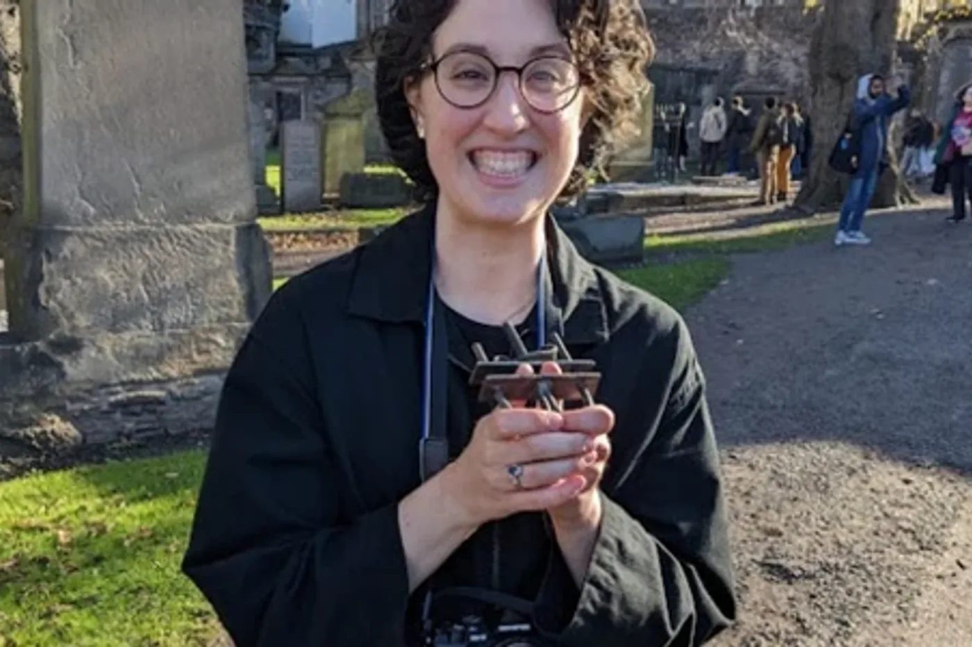 A visitor among the monuments of Greyfriars Kirkyard