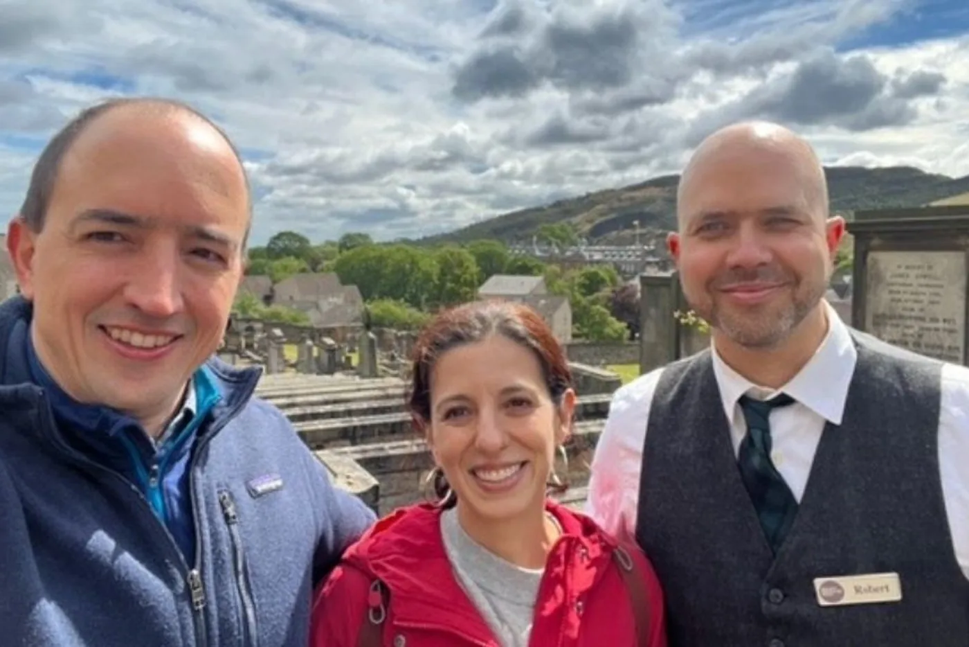 Guests with their guide in a historic Edinburgh kirkyard